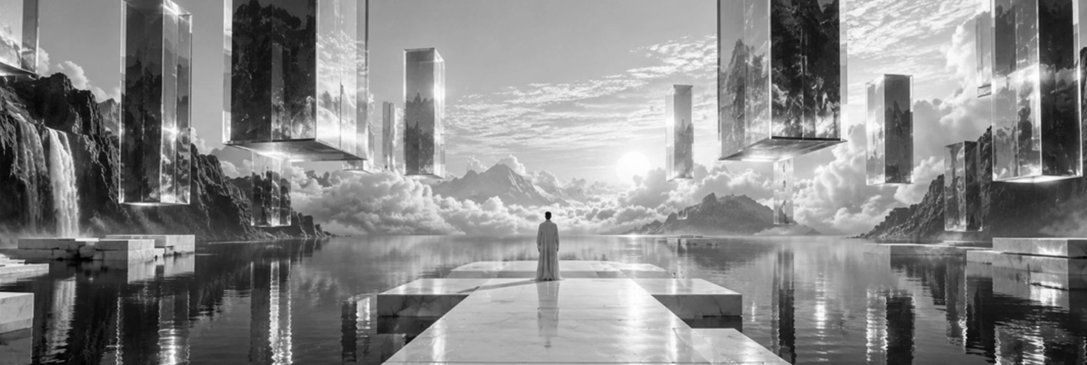 Monochrome imagined architectural world